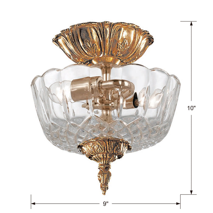 Crystorama 55-CT-OB Two Light Semi Flush Mount, Olde Brass