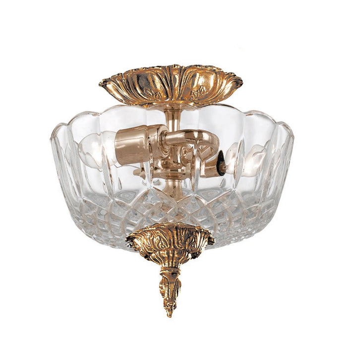 Crystorama 55-CT-OB Two Light Semi Flush Mount, Olde Brass