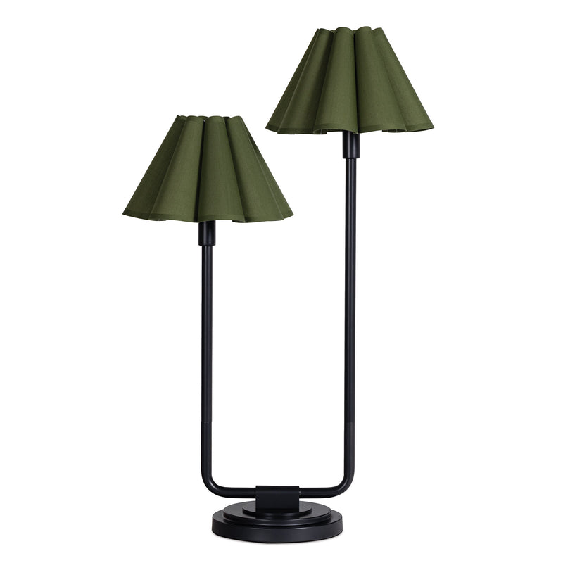 Regina Andrew 13-1691BB-GRN Two Light Table Lamp, Blackened Brass