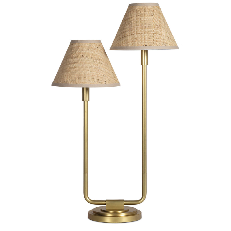 Regina Andrew 13-1691NB-RAT Two Light Table Lamp, Natural Brass