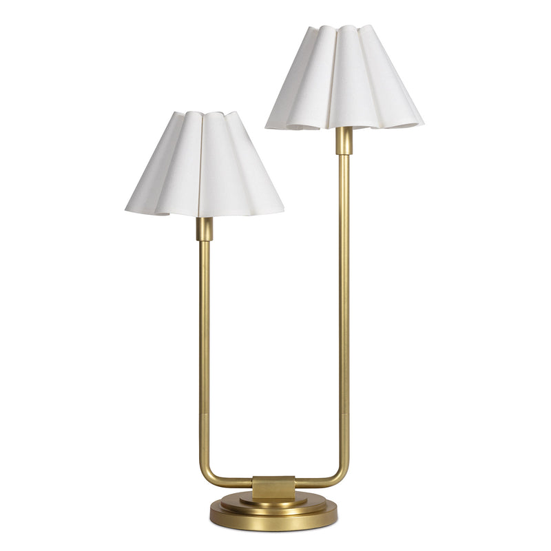 Regina Andrew 13-1691NB-WT Two Light Table Lamp, Natural Brass