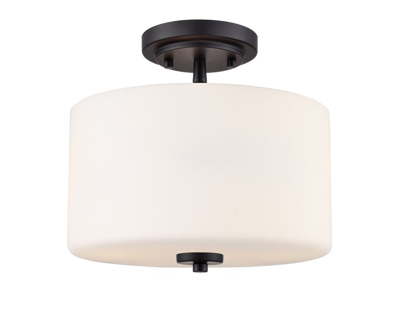 Millennium 2710WG-MB Two Light Semi-Flush Mount, Matte Black