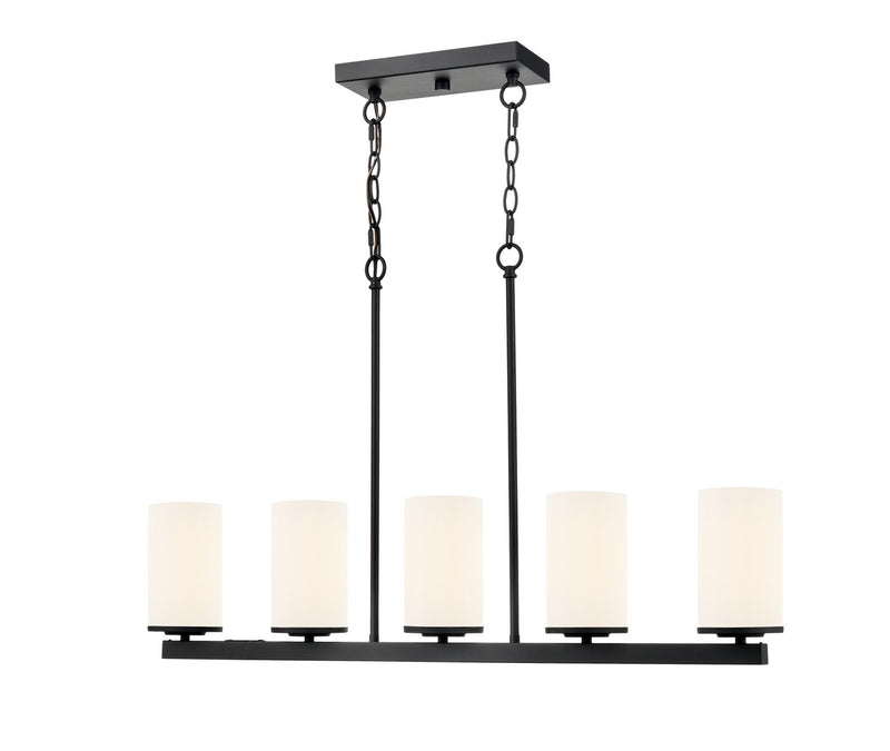 Millennium 2725WG-MB Five Light Linear Chandelier, Matte Black