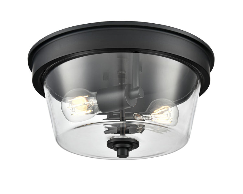 Millennium 64102-MB Two Light Flush Mount, Matte Black