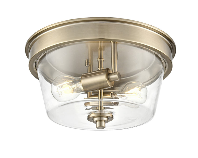Millennium 64102-MG Two Light Flush Mount, Modern Gold