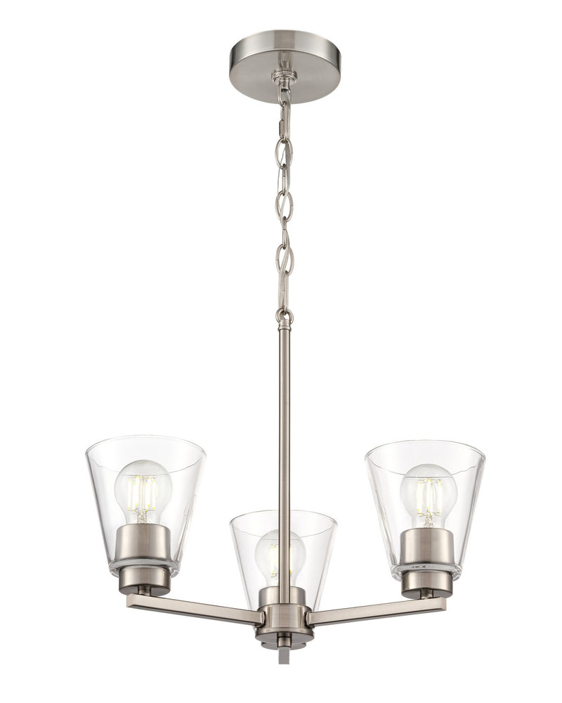 Millennium 64103-BN Three Light Chandelier, Brushed Nickel
