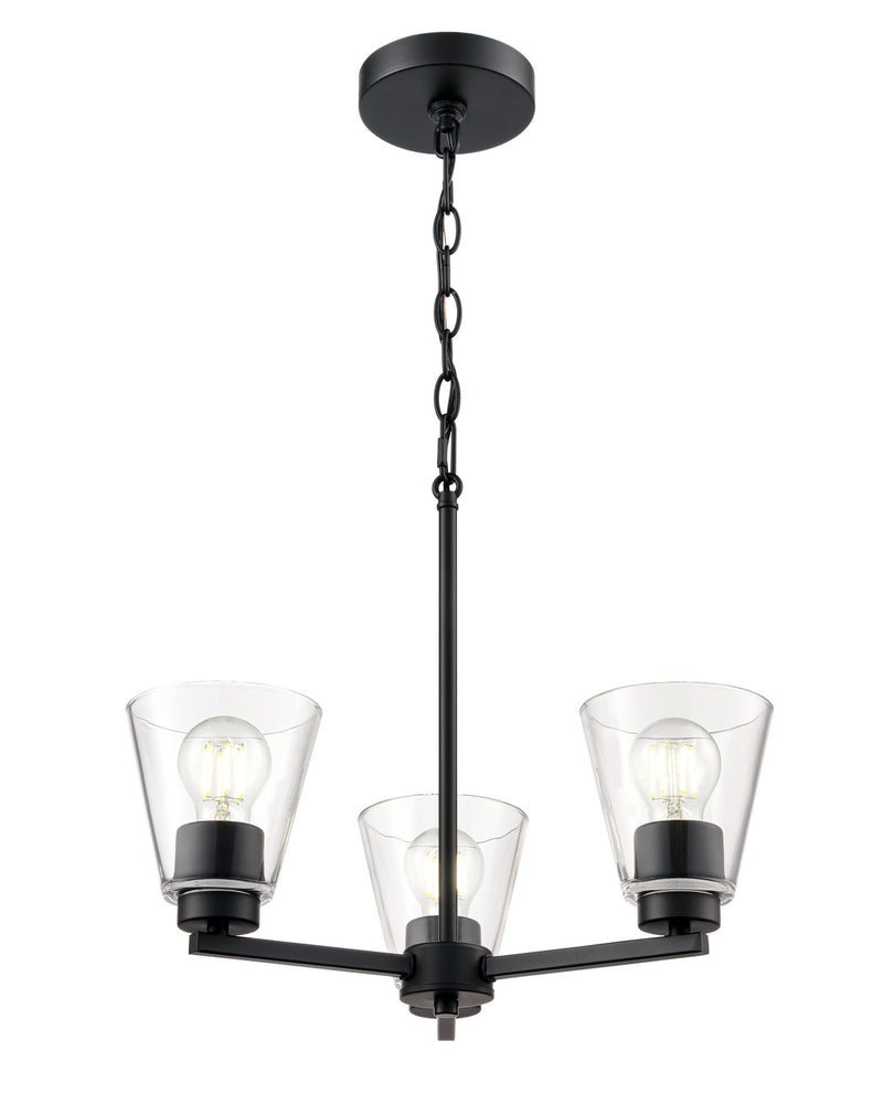Millennium 64103-MB Three Light Chandelier, Matte Black