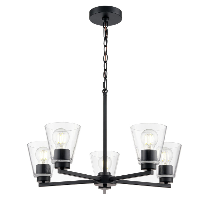 Millennium 64105-MB Five Light Chandelier, Matte Black