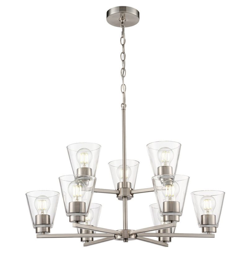 Millennium 64109-BN Nine Light Chandelier, Brushed Nickel