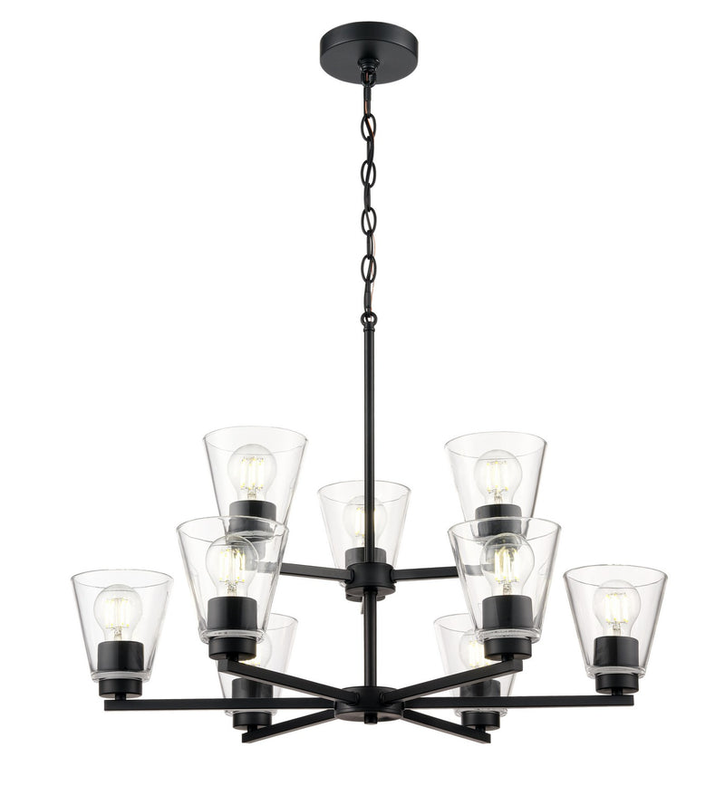 Millennium 64109-MB Nine Light Chandelier, Matte Black