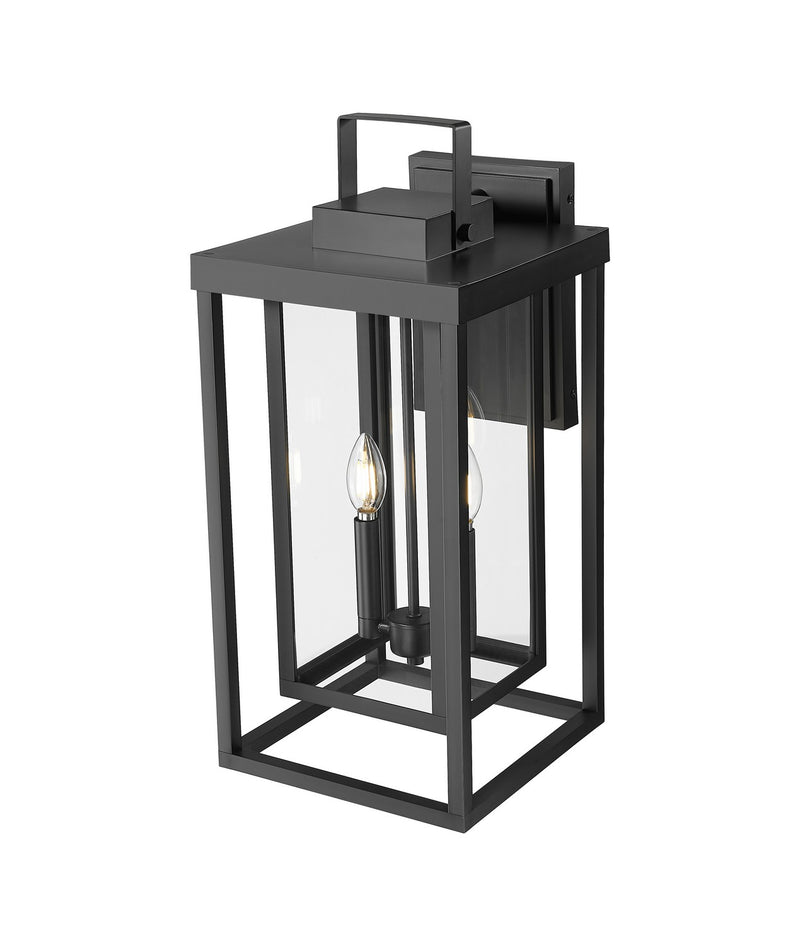Millennium 901002-PBK Two Light Outdoor Wall Lantern, Powder Coated Black