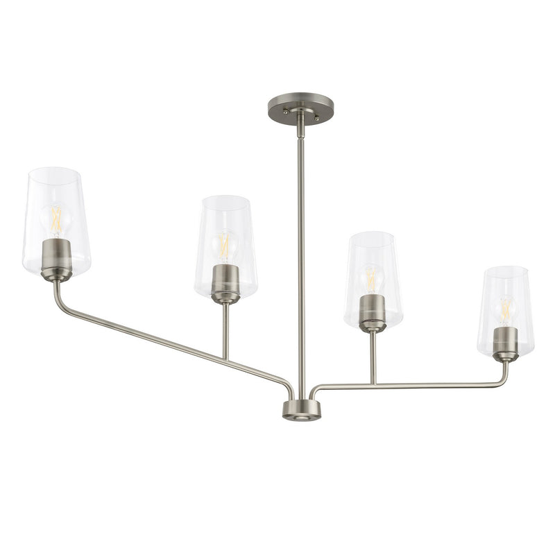 Progress Lighting P400441-009 Four Light Linear Chandelier, Brushed Nickel