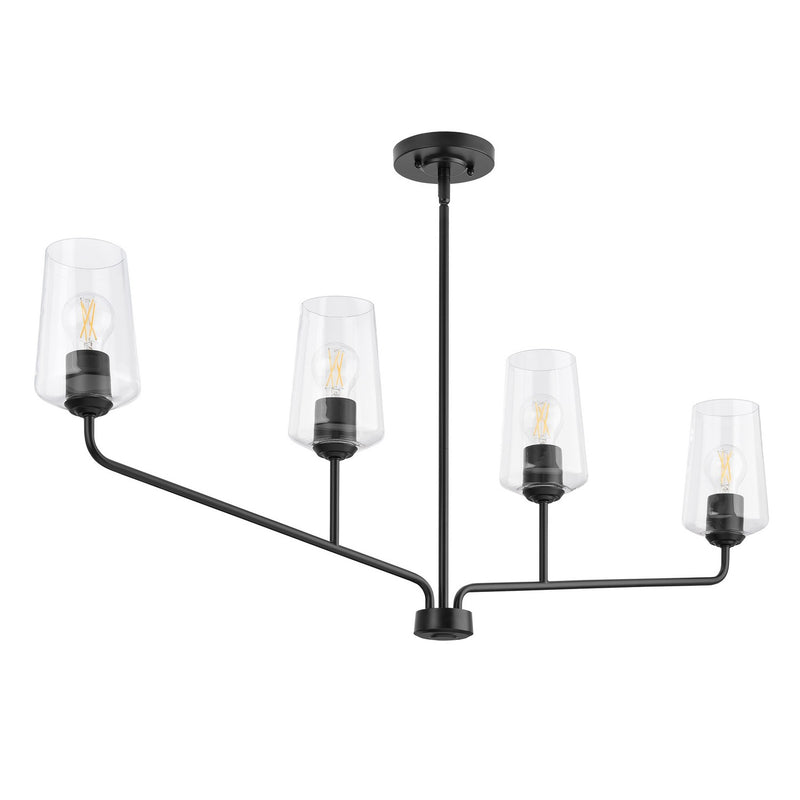 Progress Lighting P400441-031 Four Light Linear Chandelier, Black