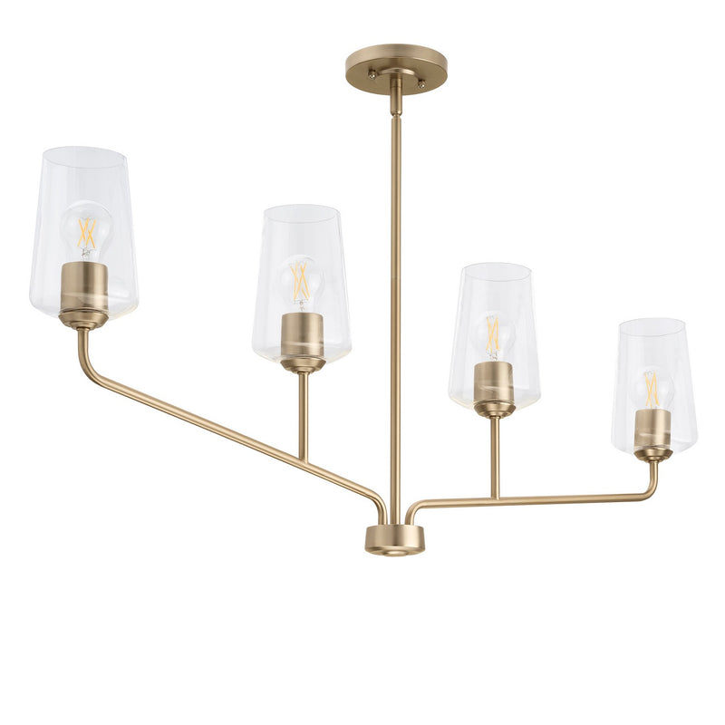 Progress Lighting P400441-177 Four Light Linear Chandelier, Champagne Bronze
