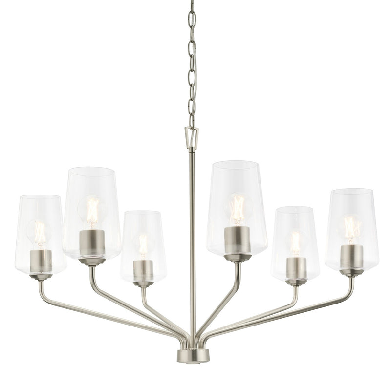 Progress Lighting P400443-009 Six Light Chandelier, Brushed Nickel