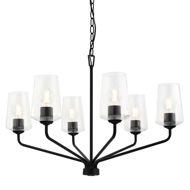 Progress Lighting P400443-031 Six Light Chandelier, Black