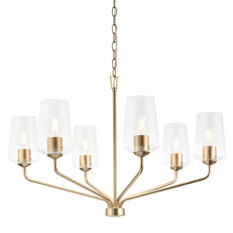Progress Lighting P400443-177 Six Light Chandelier, Champagne Bronze
