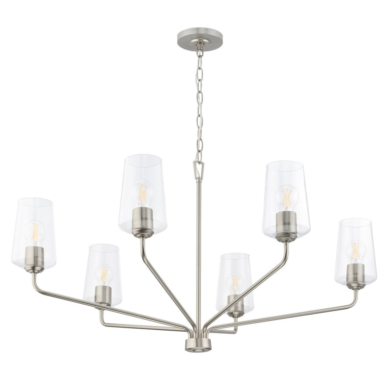 Progress Lighting P400444-009 Six Light Chandelier, Brushed Nickel