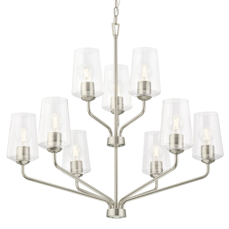 Progress Lighting P400445-009 Nine Light Chandelier, Brushed Nickel
