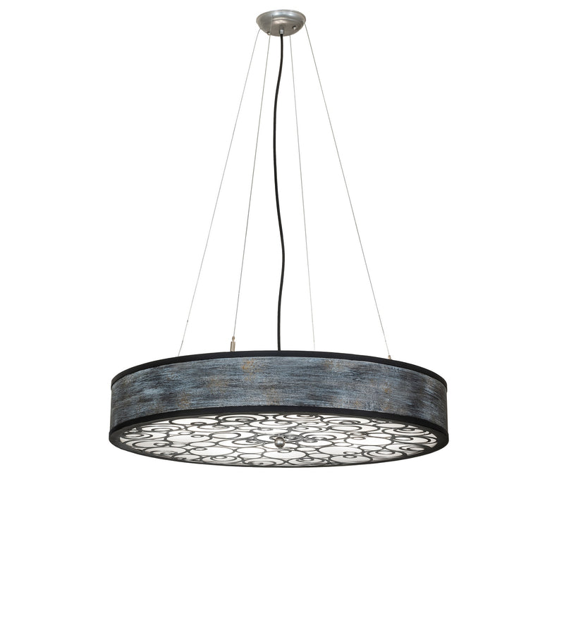 Meyda Tiffany 283991 Four Light Pendant, Weathered Wicker/ Black Paint