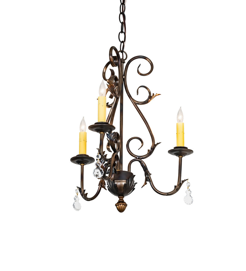 Meyda Tiffany 284121 Three Light Chandelier, Light Burnished Antique Copper
