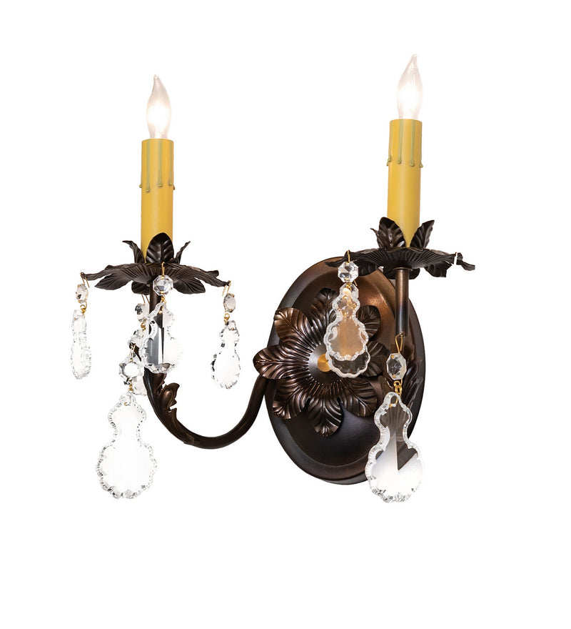 Meyda Tiffany 284123 Two Light Wall Sconce, Light Burnished Antique Copper