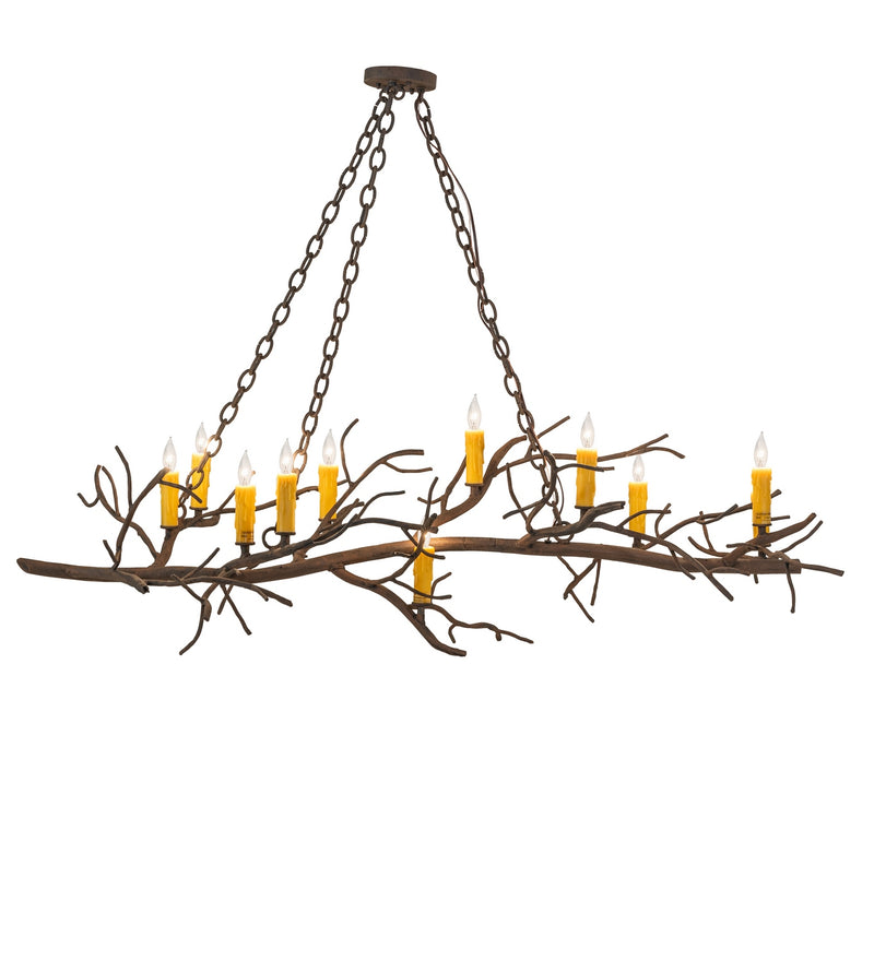 Meyda Tiffany 288204 12 Light Chandelier, Distressed Chestnut