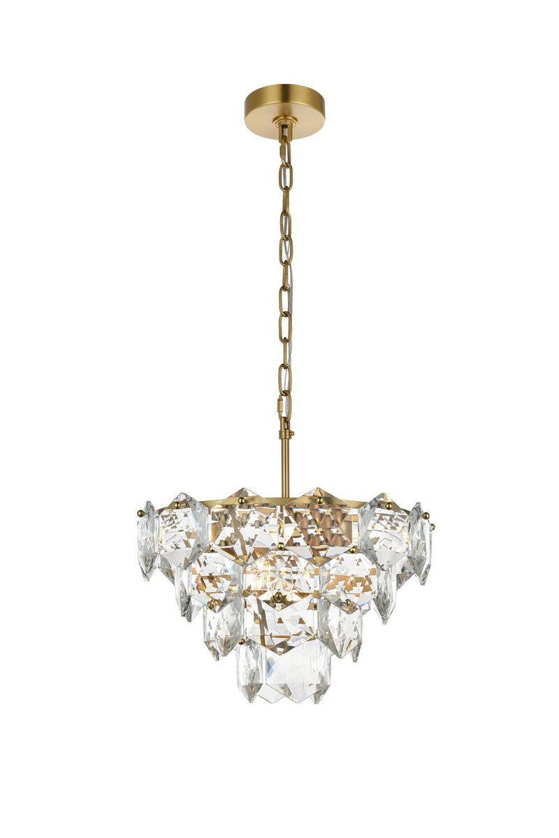 Elegant Lighting 1050D16SG Six Light Chandelier, Satin Gold and Clear