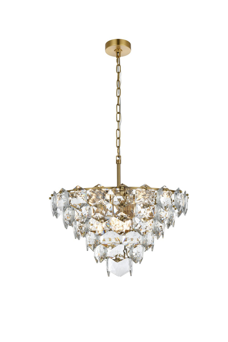 Elegant Lighting 1050D24SG 11 Light Chandelier, Satin Gold and Clear