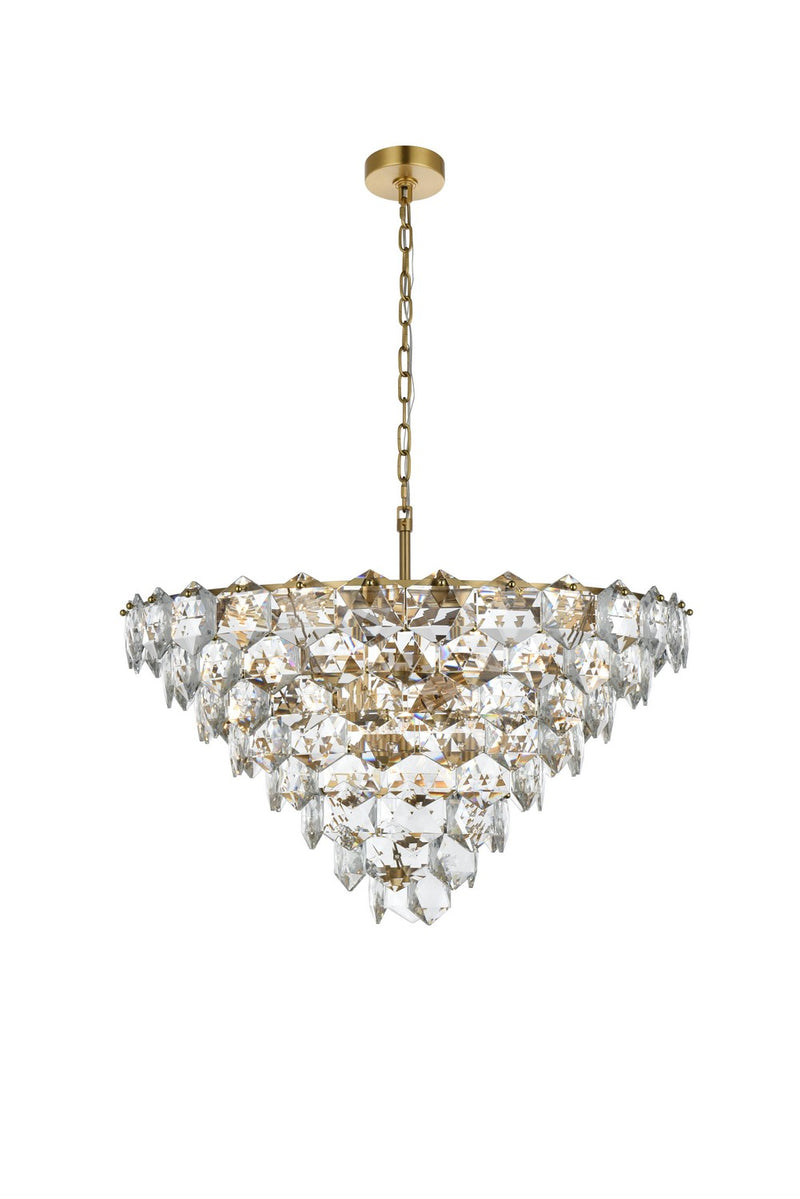 Elegant Lighting 1050D32SG 15 Light Chandelier, Satin Gold and Clear