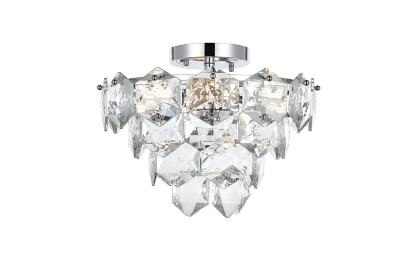 Elegant Lighting 1050F16C Six Light Flush Mount, Chrome and Clear