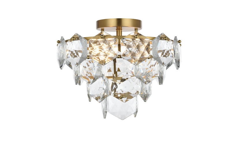 Elegant Lighting 1050F16SG Six Light Flush Mount, Satin Gold and Clear