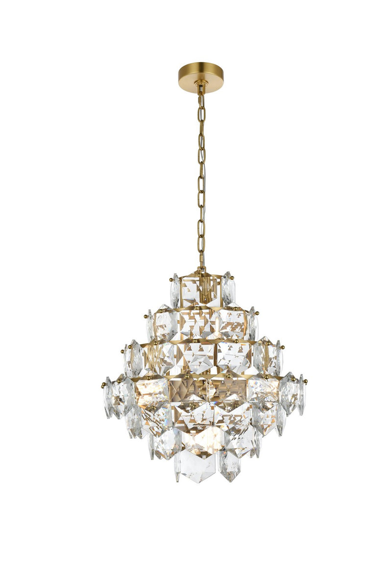 Elegant Lighting 1050G20SG 11 Light Chandelier, Satin Gold and Clear