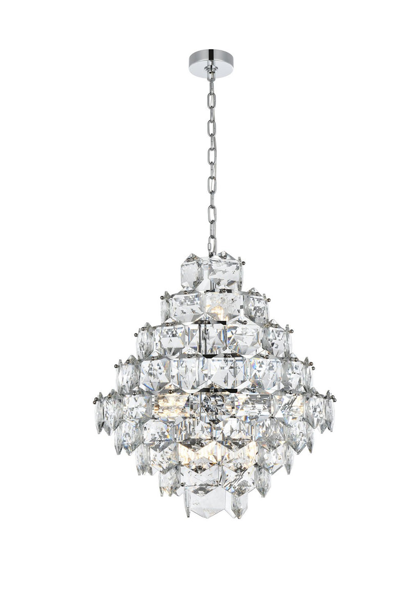 Elegant Lighting 1050G24C 15 Light Chandelier, Chrome and Clear