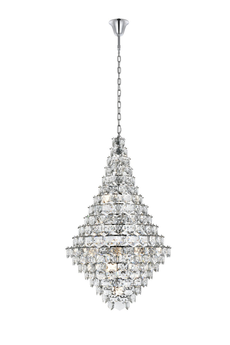 Elegant Lighting 1050G36C 38 Light Chandelier, Chrome and Clear