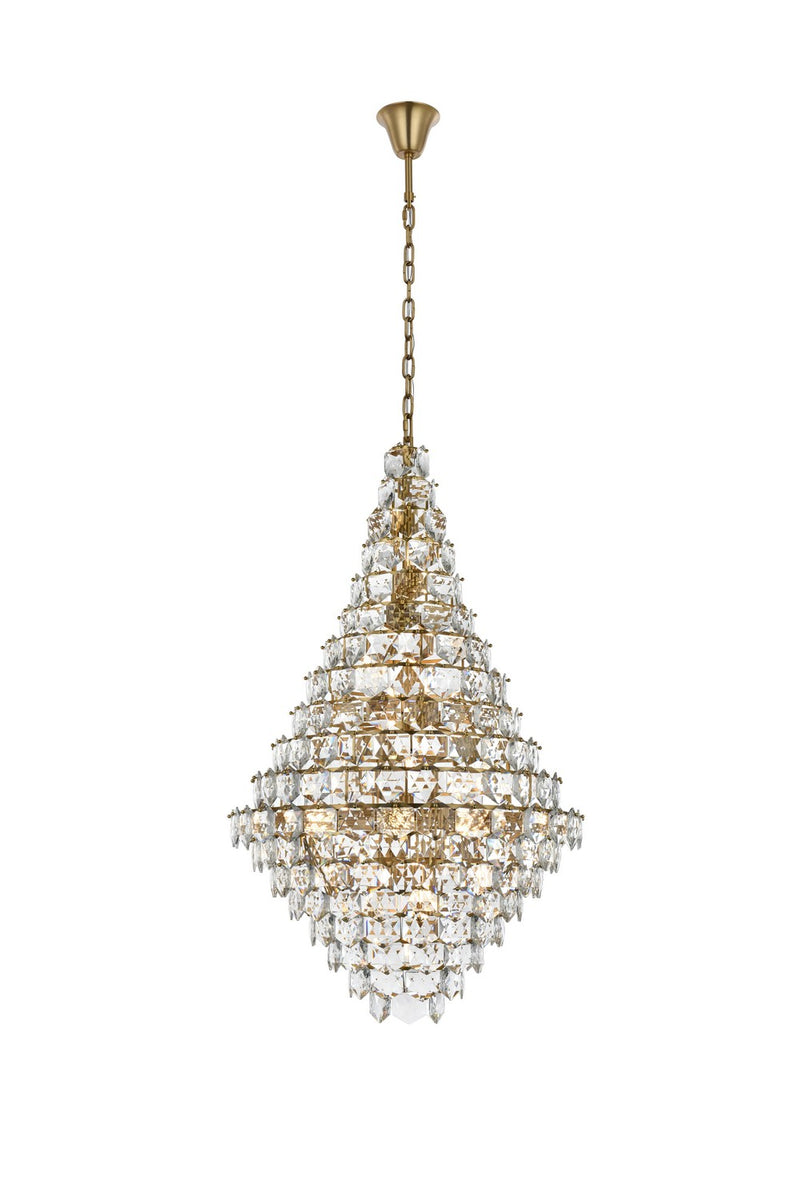 Elegant Lighting 1050G36SG 38 Light Chandelier, Satin Gold and Clear