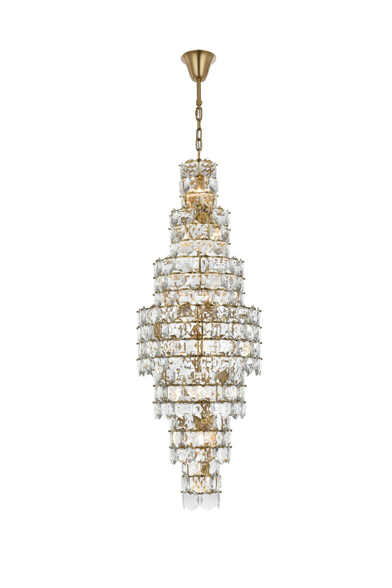 Elegant Lighting 1050SR24SG 26 Light Chandelier, Satin Gold and Clear