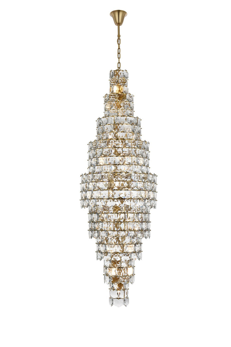 Elegant Lighting 1050SR30SG 41 Light Chandelier, Satin Gold and Clear