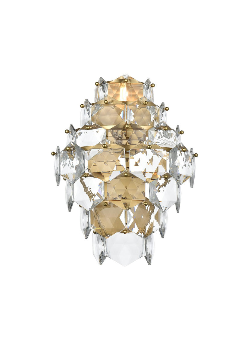 Elegant Lighting 1050W18SG Four Light Wall Sconce, Satin Gold and Clear