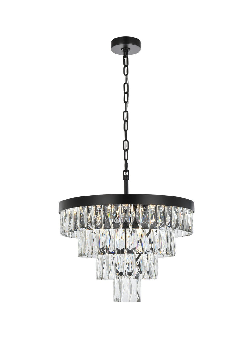 Elegant Lighting 1060D20BK Ten Light Chandelier, Black and Clear