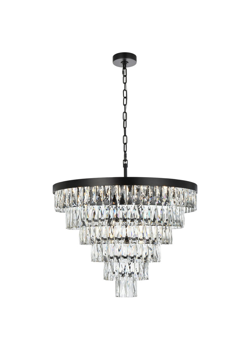 Elegant Lighting 1060D27BK 13 Light Chandelier, Black and Clear