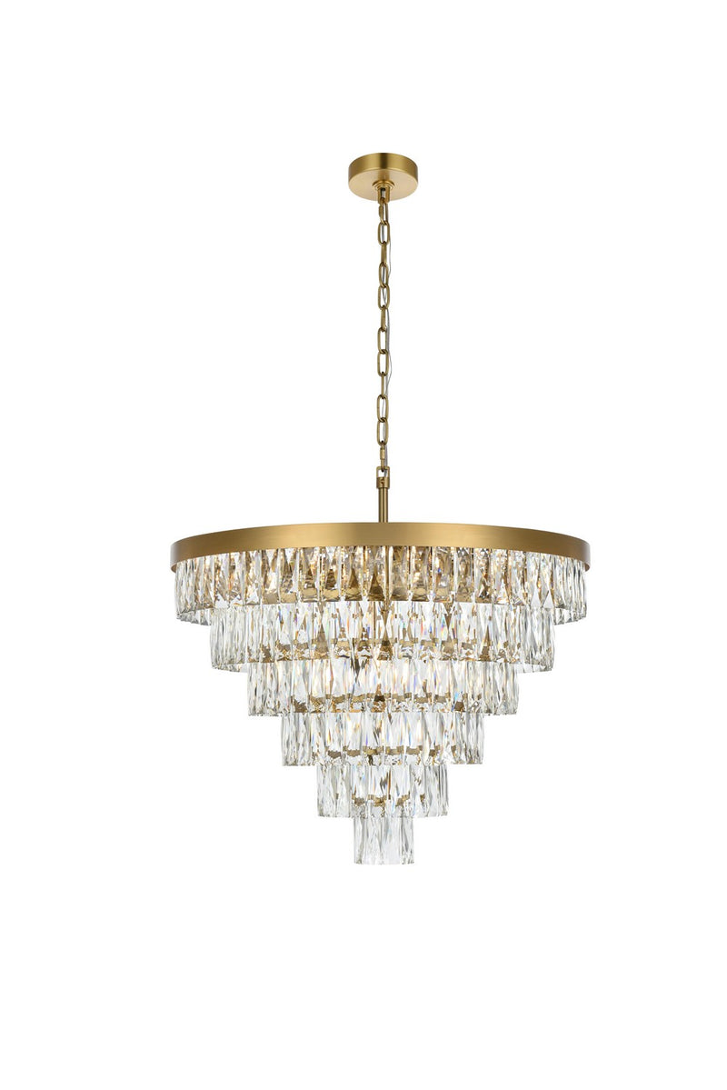 Elegant Lighting 1060D27SG 13 Light Chandelier, Satin Gold and Clear
