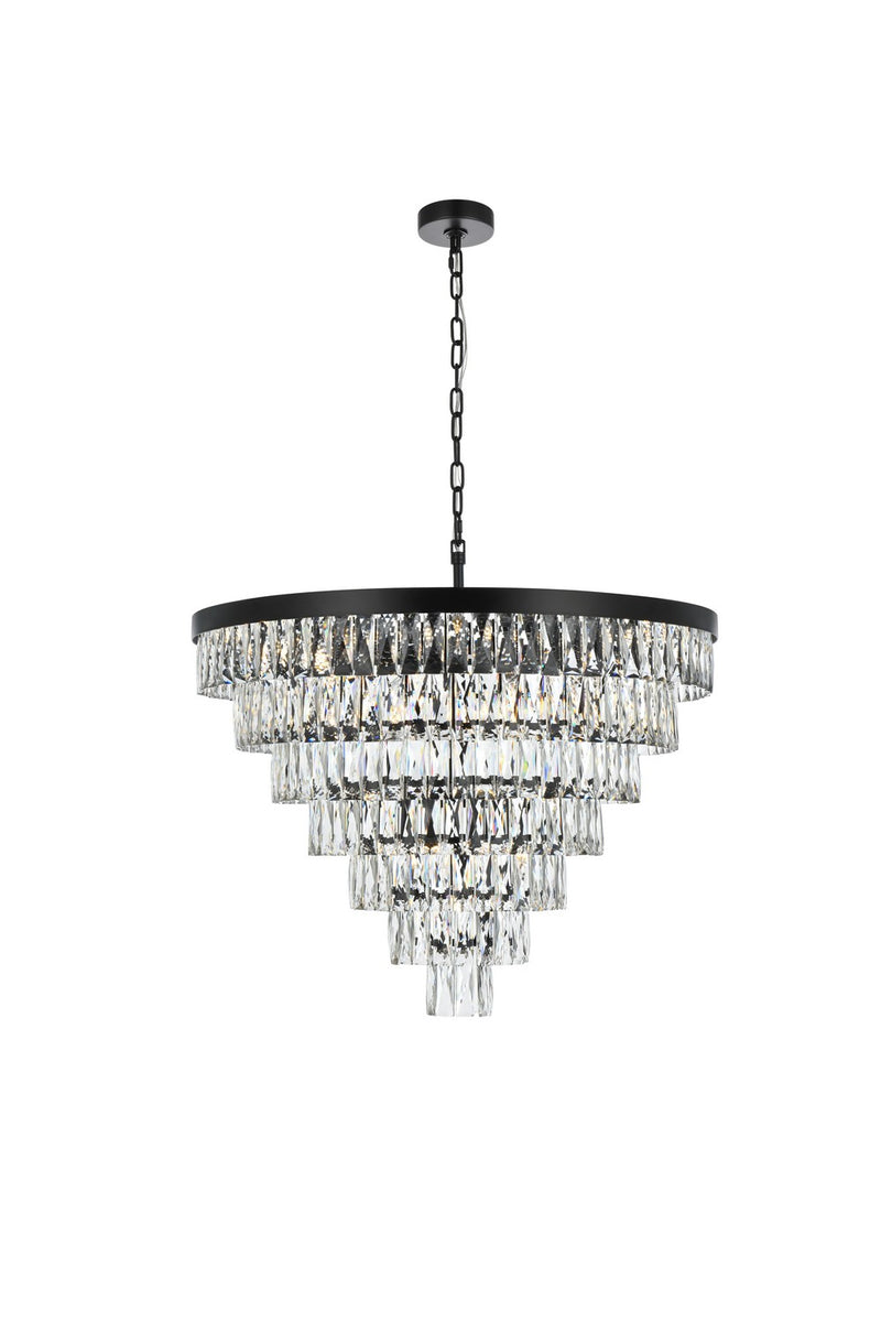 Elegant Lighting 1060D32BK 25 Light Chandelier, Black and Clear