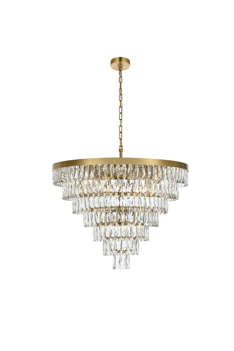 Elegant Lighting 1060D32SG 25 Light Chandelier, Satin Gold and Clear