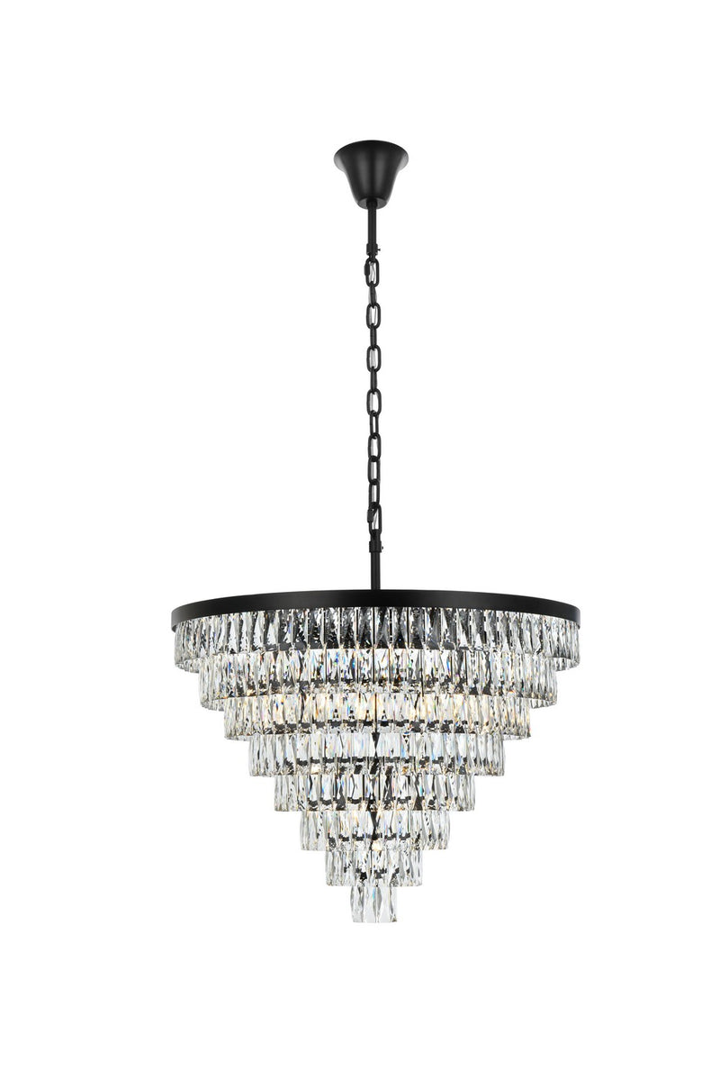 Elegant Lighting 1060D36BK 29 Light Chandelier, Black and Clear
