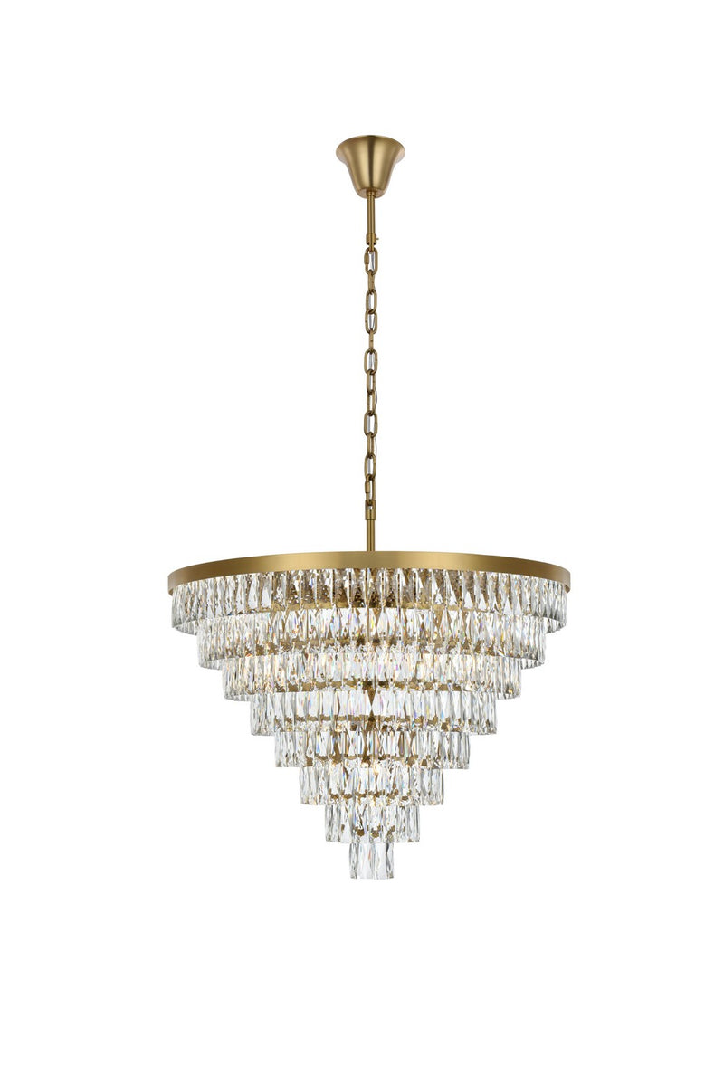 Elegant Lighting 1060D36SG 29 Light Chandelier, Satin Gold and Clear