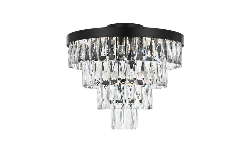 Elegant Lighting 1060F18BK Six Light Flush Mount, Black and Clear