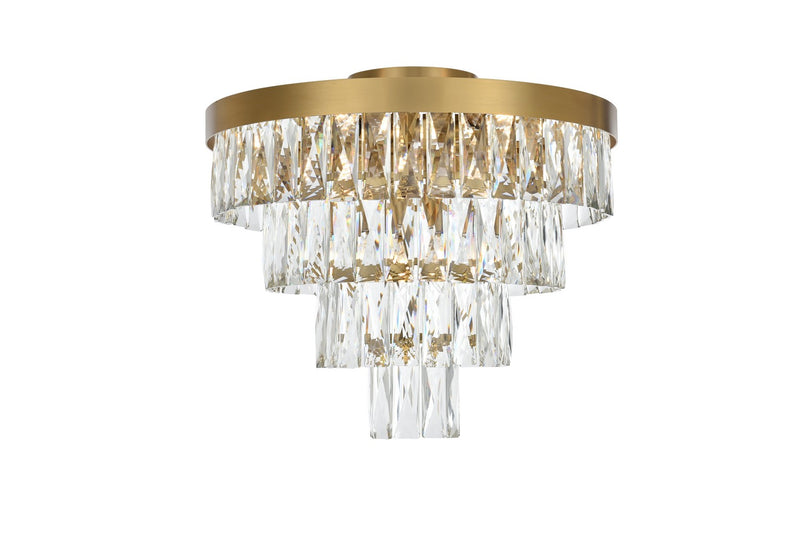 Elegant Lighting 1060F18SG Six Light Flush Mount, Satin Gold and Clear