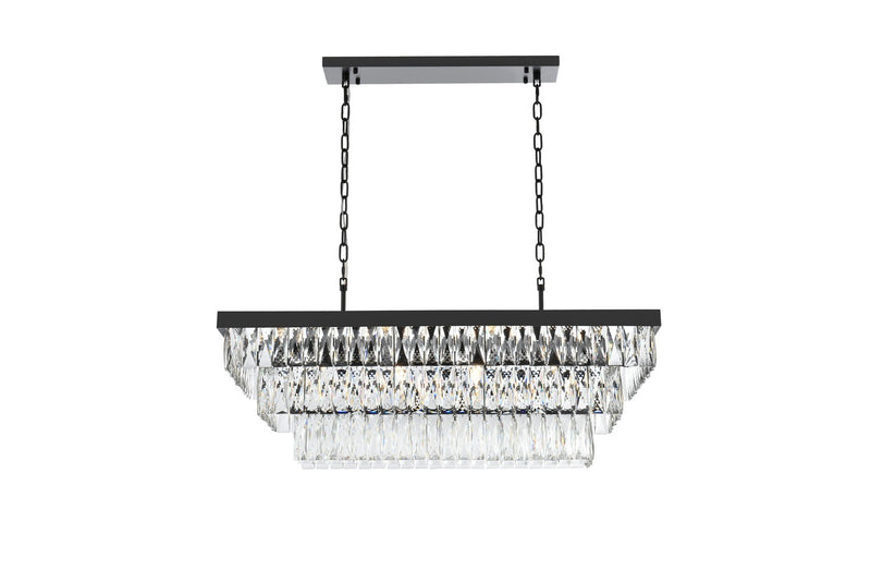 Elegant Lighting 1060G36BK 12 Light Chandelier, Black and Clear