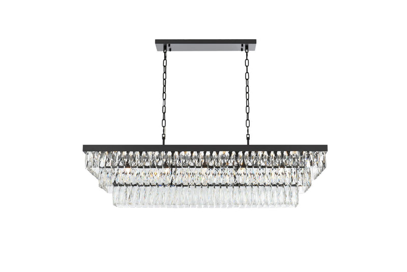 Elegant Lighting 1060G48BK 17 Light Chandelier, Black and Clear